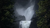 Cascading dramatic waterfall in Yosemite national park