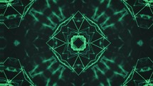 Green Star Expanding Fractal, Geometric Shapes, kaleidoscope Patterns, Background Visuals	