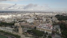 Beautiful panoramic aerial view of the whole city of Seville with the main attractions. Spain