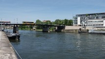 REGENSBURG, GERMANY - CIRCA JUNE 2022: Panning view of river Danube - EDITORIAL USE ONLY