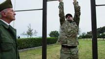 General Checks The Physical Test Of The Military Cadet With Pull-ups