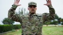 American soldier trains in the park to become a Marine