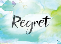 word regret in ink on watercolor background 