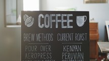 coffee shop menu 