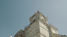 Close-up of Big church structure in Oaxaca Mexico.	
