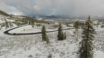 snowy mountains and road 