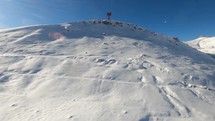 Hyperlapse of scenery From The Cable Car Moving On Top Bucegi Mountains In Sinaia, Romania During Winter Season.