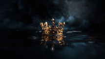 A royal crown of gold falls into the waters. A historical artifact