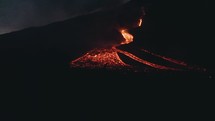 Pacaya volcano eruption during night-time - Drone Aerial