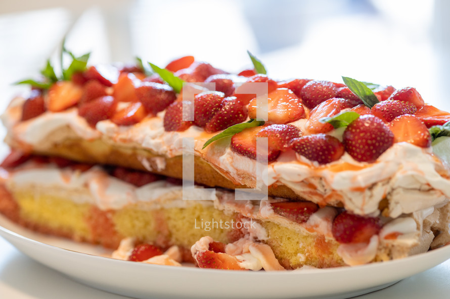 different angle of strawberry torte