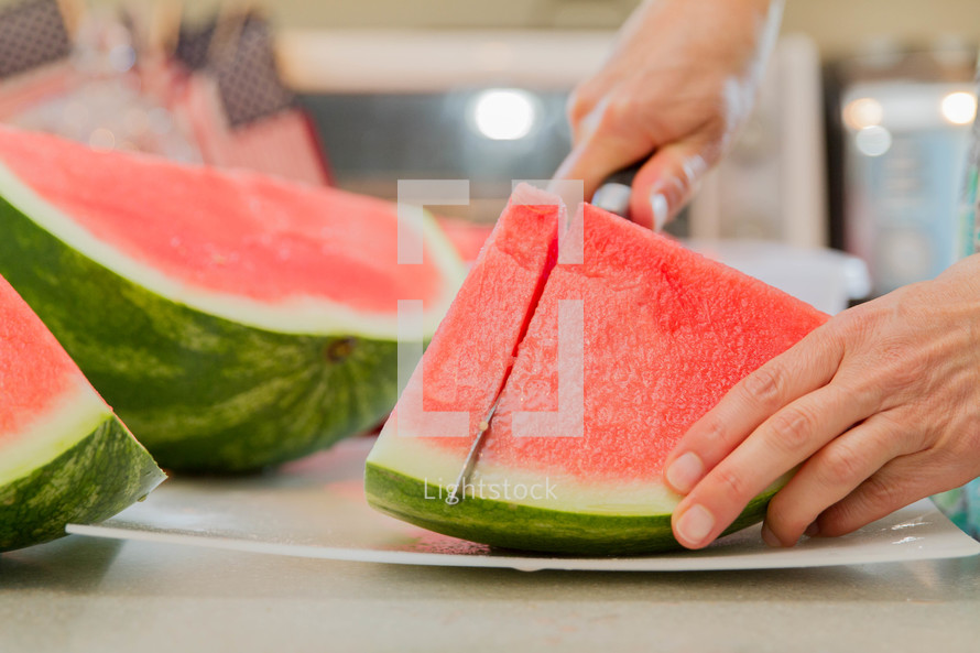 cutting a watermelon 