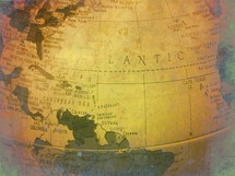 atlantic ocean on a globe 