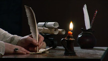 Old letter - a hand writing by candlelight

