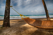 a hammock on a beach 