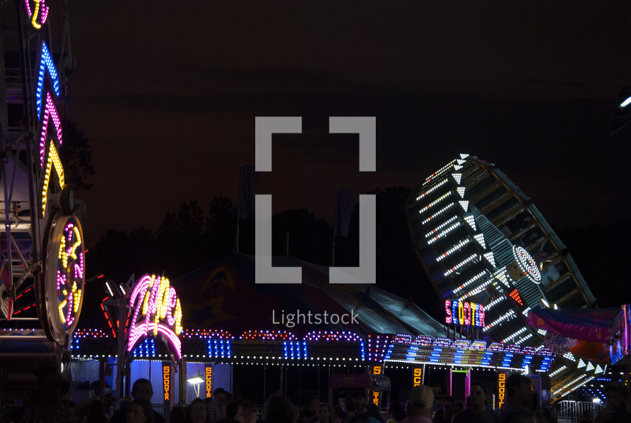 amusement park lights at night 
