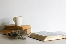 dried lavender and open Bible 