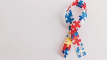 Ribbon On White Background For World Autism Awareness Day 