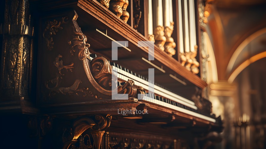 Keys and pipes of an organ