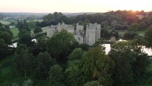 Bodiam Castle at Sunset drone Aerial