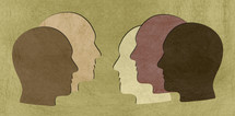 head silhouettes in diverse colors 
