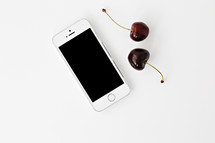 iPhone and cherries 