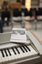 program on a digital piano in a church 