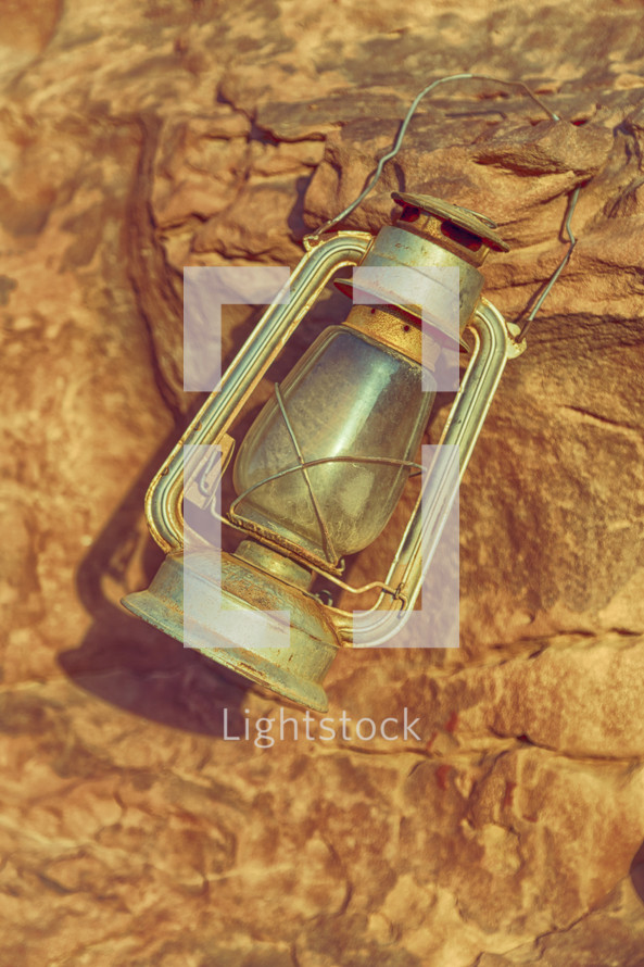 lantern on rock 