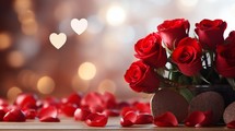 valentines day celebration with red roses