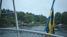 Swedish flag, on a boat in Stockholm. 