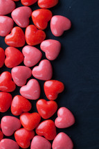 red and pink heart shaped candy border 