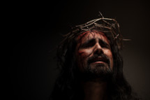 The suffering of Christ -- Jesus in HIs crown of thorns.