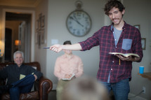 man leading a discussion at a Bible study 