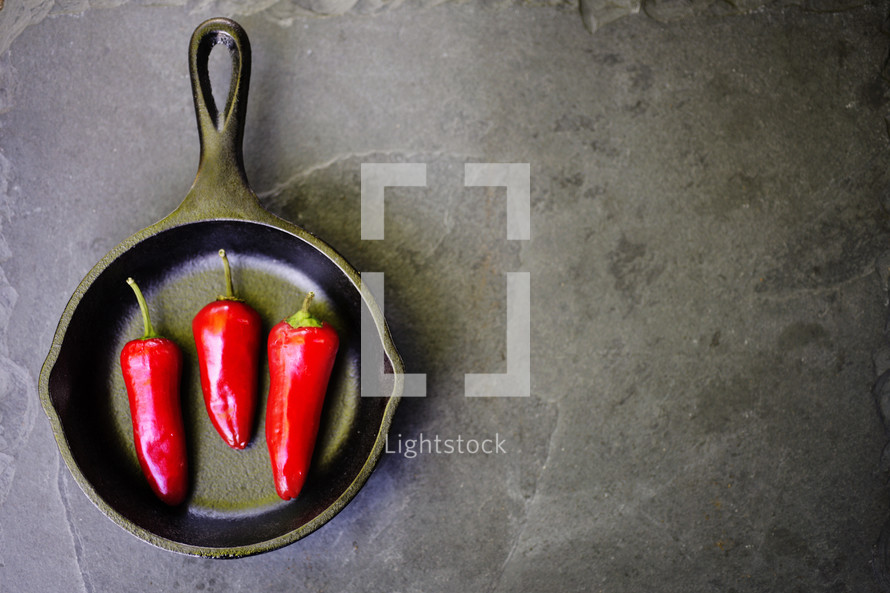red hot chili peppers in a pan 