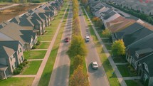 aerial view over homes in a subdivision 