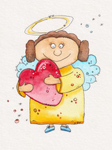 angel hugging a heart 