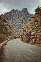road through a rugged mountain 