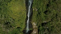 Aerial Drone ShotOf Cascada de la Virgen Waterfall In The City Of Banos, Ecuador. 