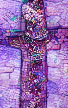 mosaic cross, purple, red, multicolored - combo of my cross artwork, AI input and further editing