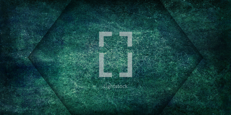 rough, grunge texture background in green and dark blue with hexagon shaped section