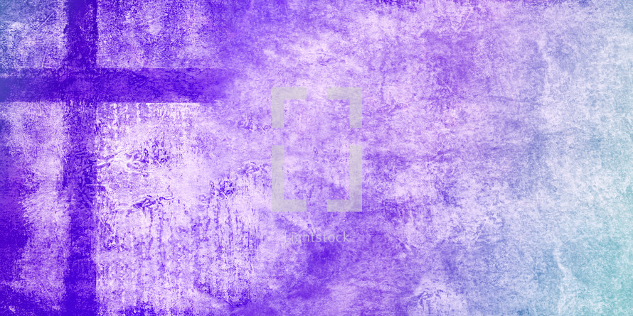purple cross with textured background and copy space