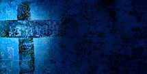 blue texture art cross and an illuminated background 