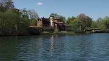 Castello Medievale translation Medieval Castle in Parco del Valentino seen from river Po in Turin, Italy