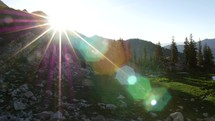 sunburst on granite mountains 