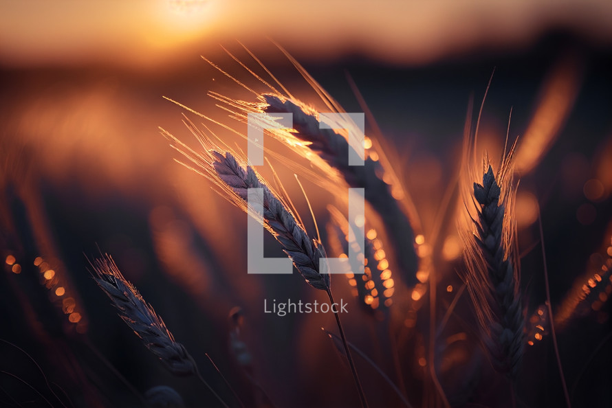 Golden-hour Photography of Wheat fields with bokeh