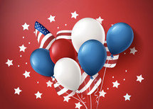 4th of July celebration ballons and flags