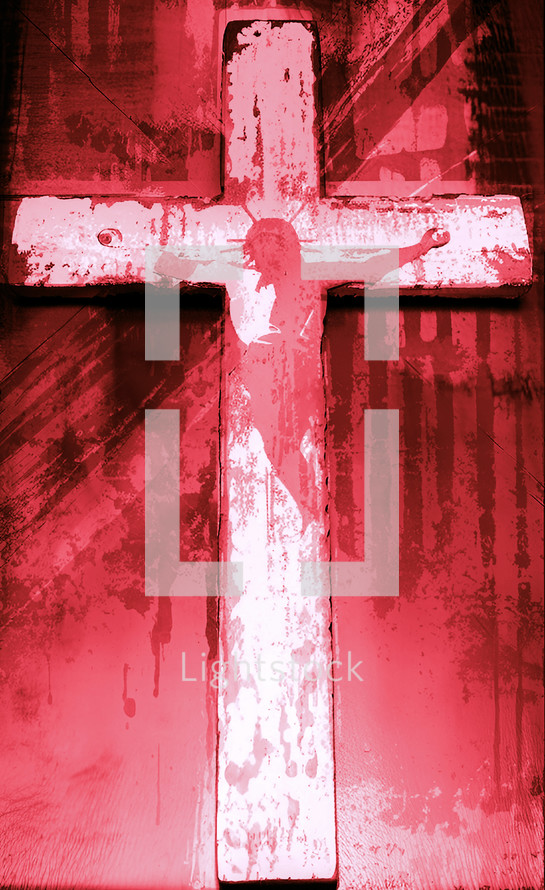cross in red tones, digital art vertical format with some AI input