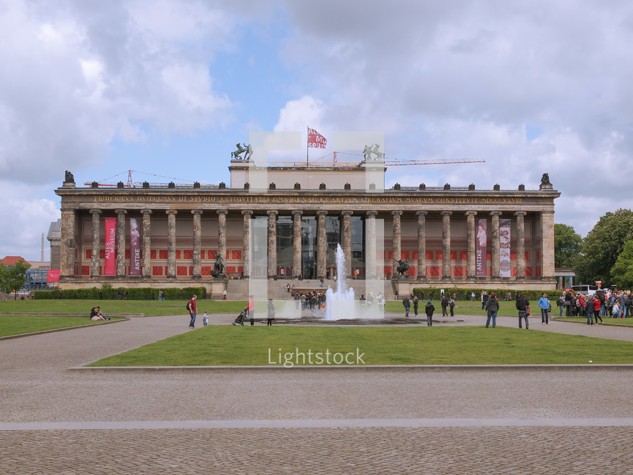 BERLIN, GERMANY - MAY 10, 2014: Tourists visiting the Altes Museum of Antiquities in Museumsinsel Berlin Germany
