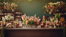 Flowers covering a florist shop