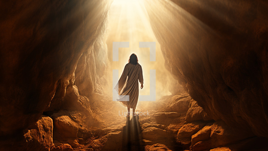 Jesus Walking Out The Cavern Hole
