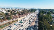 Aerial view of a highway in Los Angeles, California.